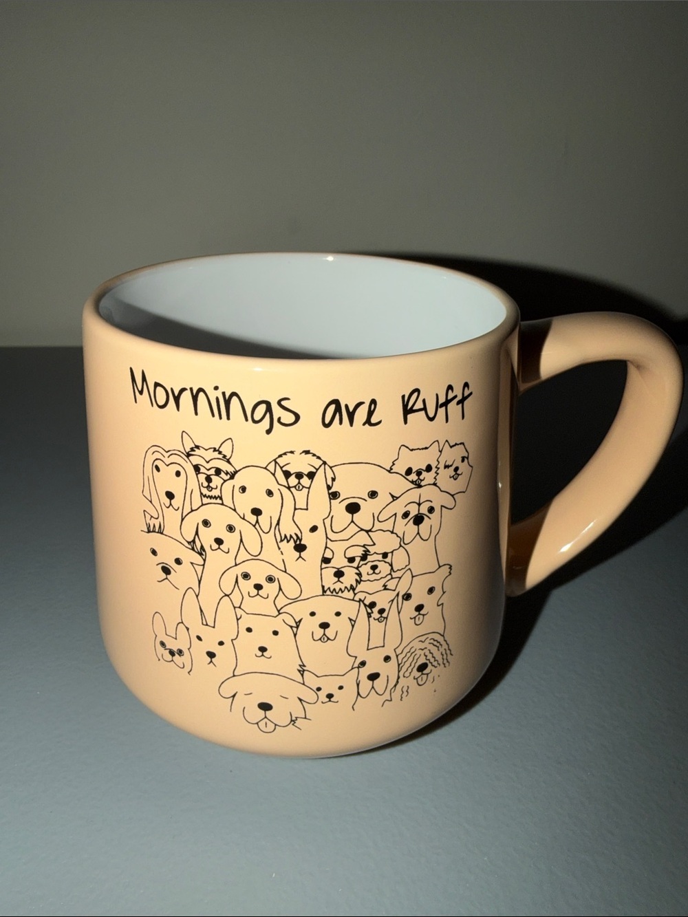 Mornings Are Ruff Peach Dog Mug